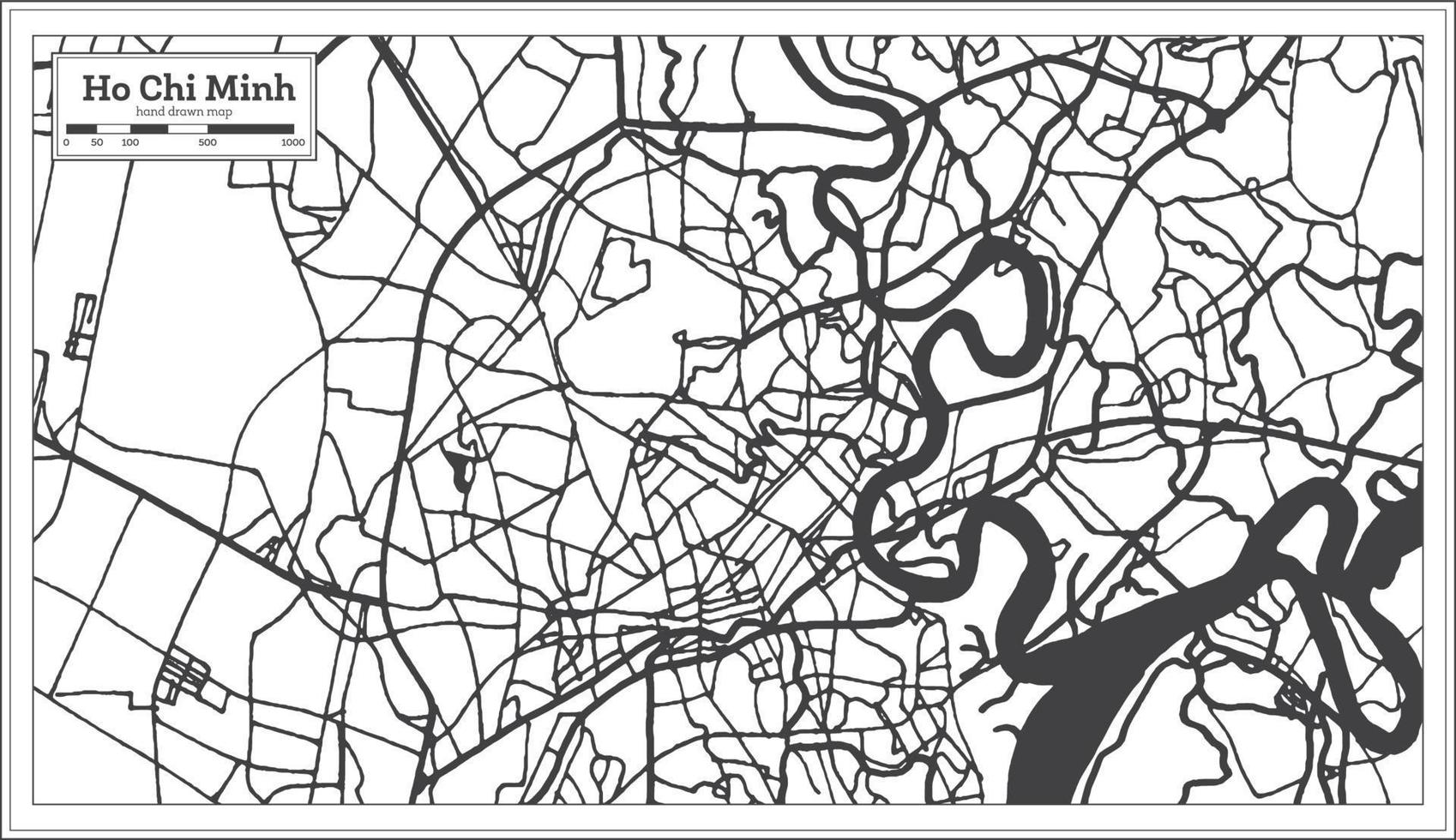 Ho Chi Minh Vietnam City Map in Retro Style. Outline Map. vector