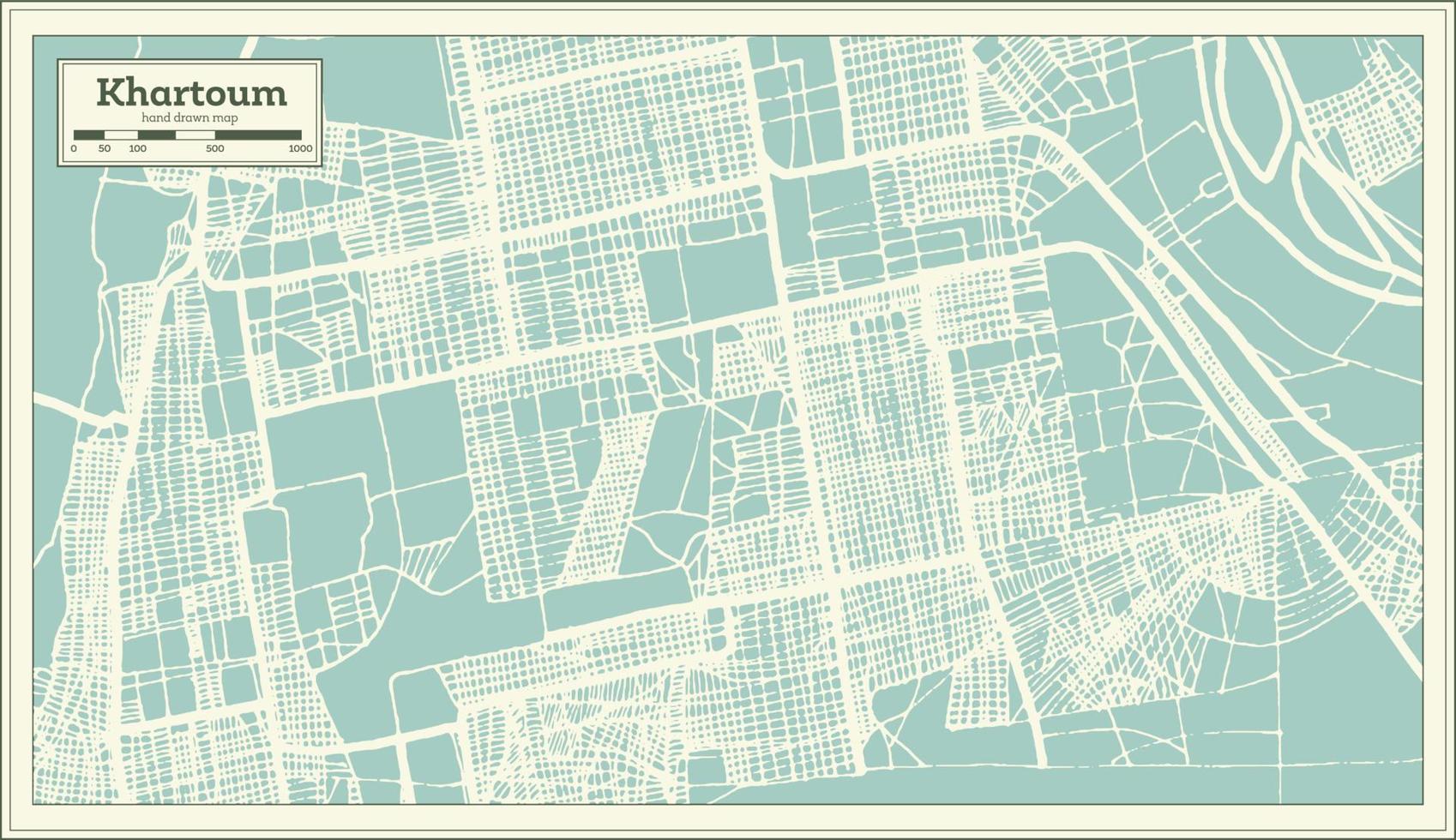 Khartoum Sudan City Map in Retro Style. Outline Map. vector