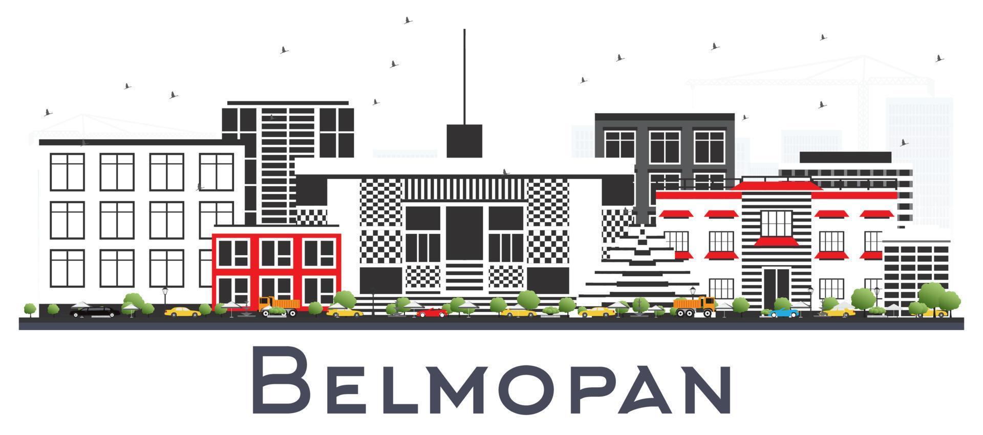 El horizonte de la ciudad de Belmopán Belice con edificios grises aislados en blanco. vector