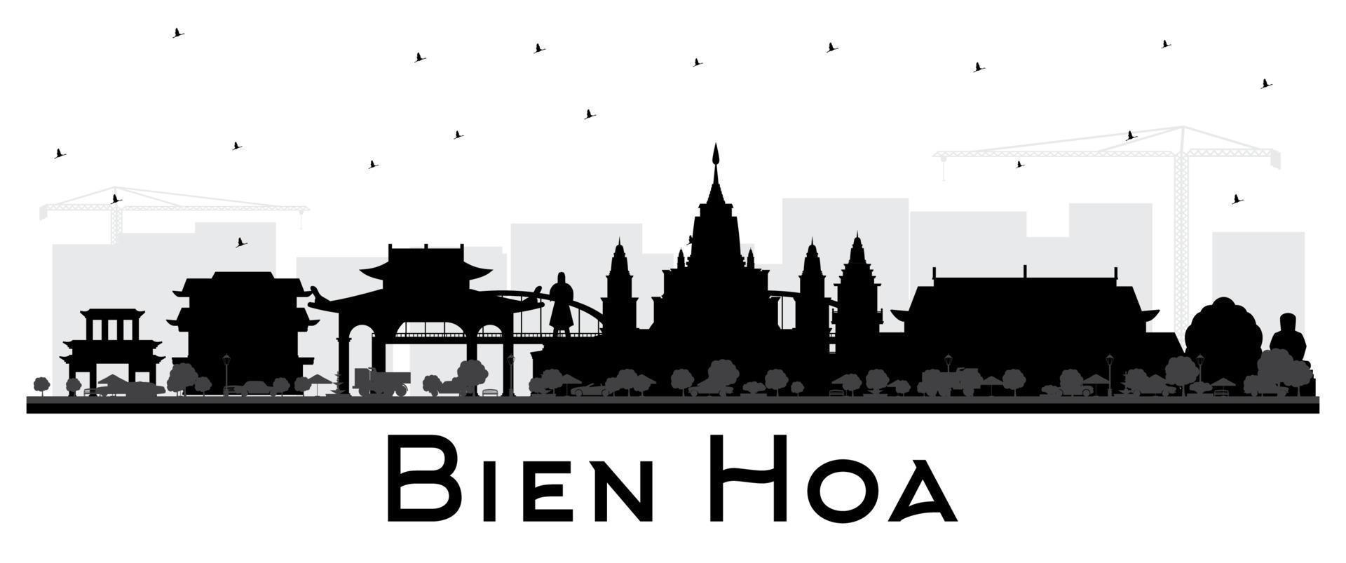 silueta del horizonte de la ciudad de bien hoa vietnam con edificios negros aislados en blanco. vector