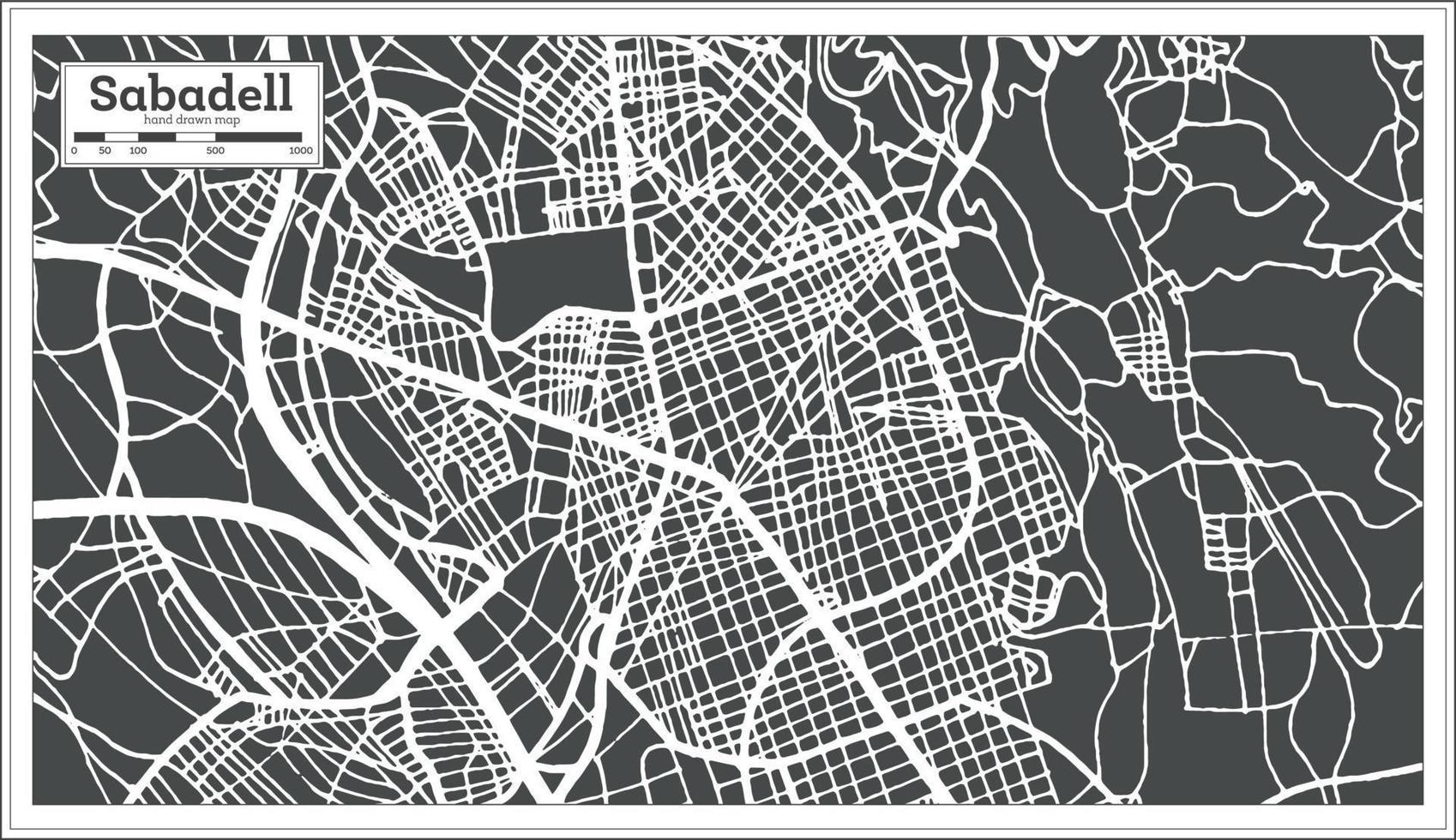 mapa de la ciudad de sabadell españa en estilo retro. esquema del mapa. vector