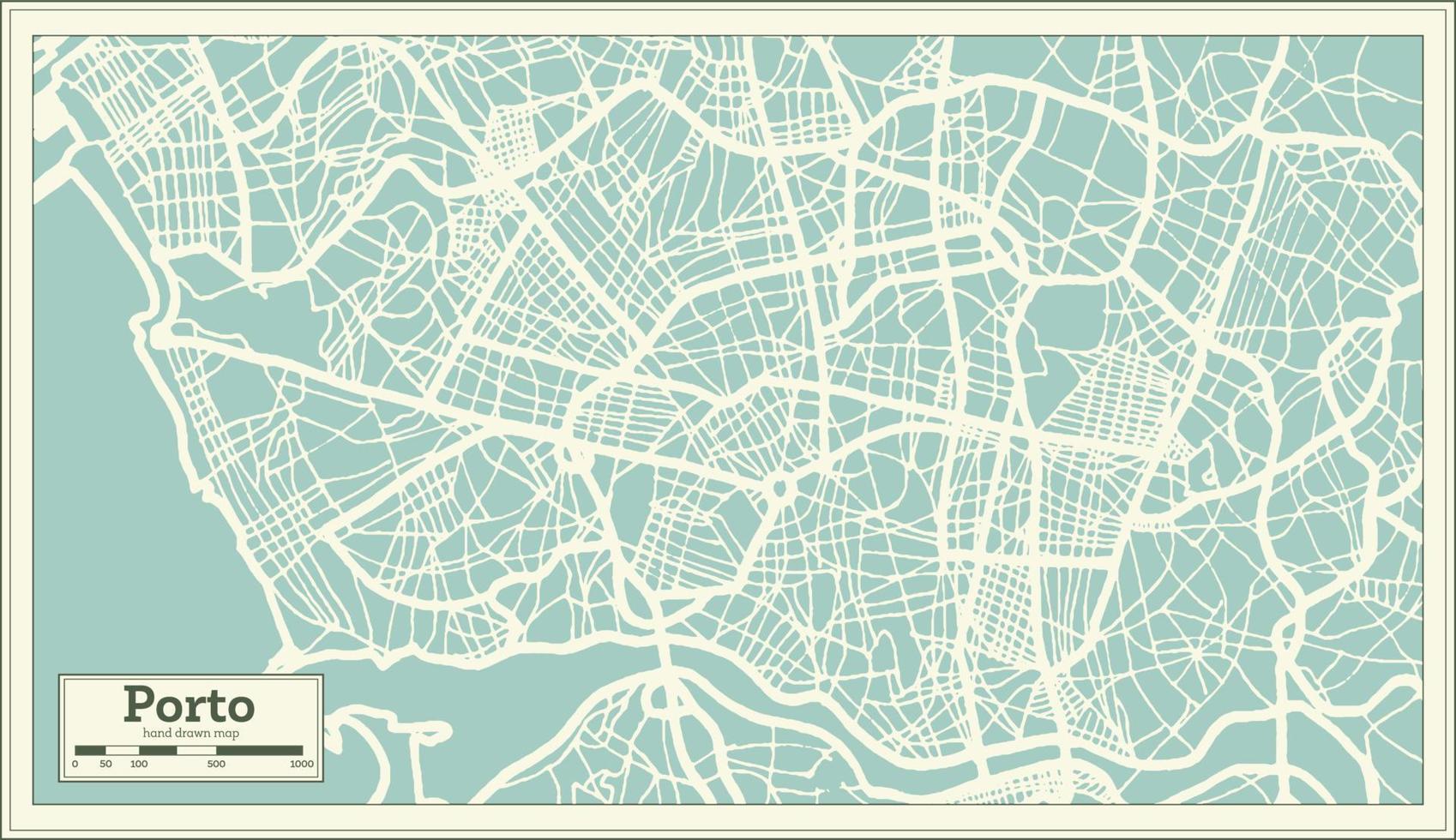 Porto Portugal City Map in Retro Style. vector