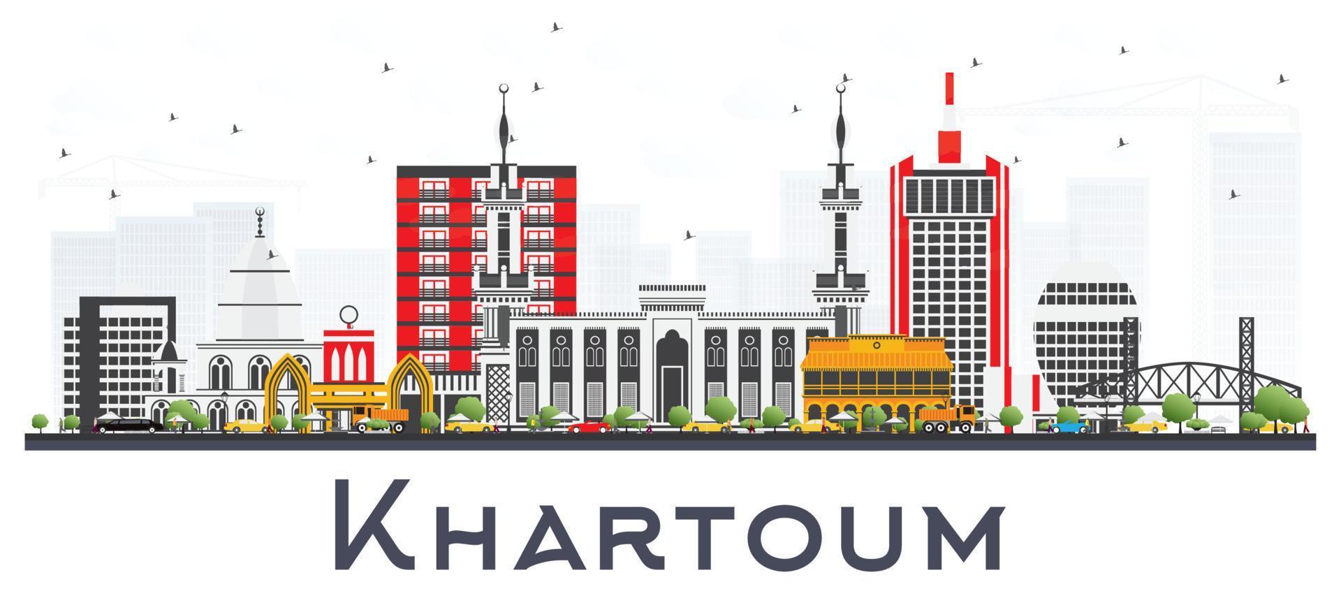 Khartoum Sudan City Skyline with Gray Buildings Isolated on White. vector