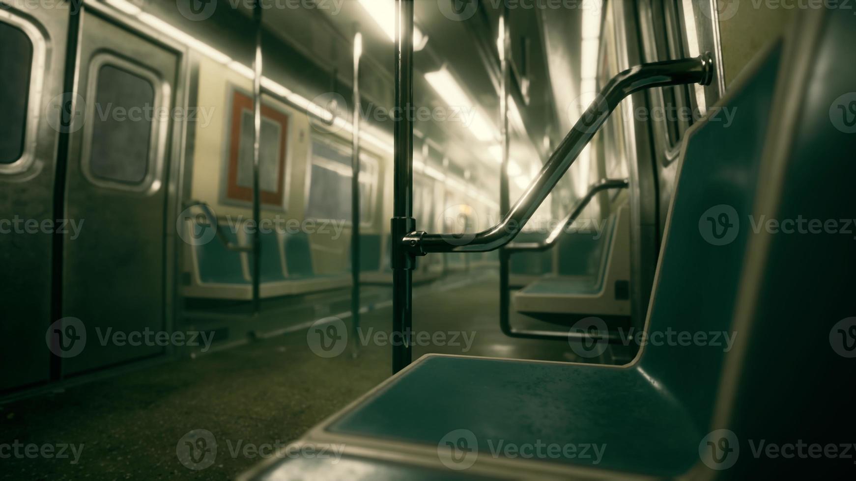 8K empty metal subway train in urban Chicago photo