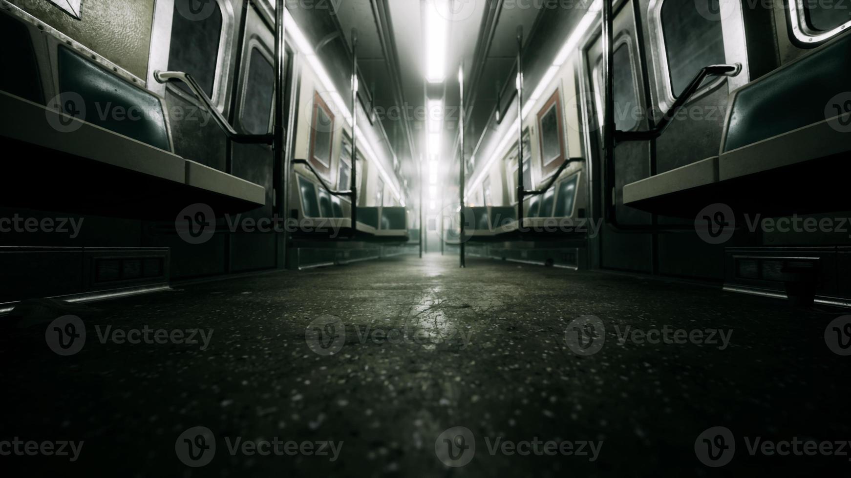 8K empty metal subway train in urban Chicago photo