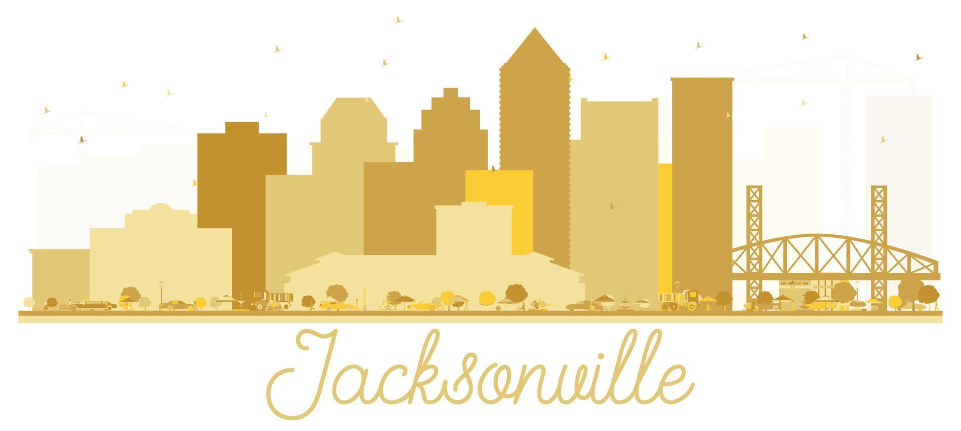 Jacksonville Florida USA City skyline golden silhouette. vector