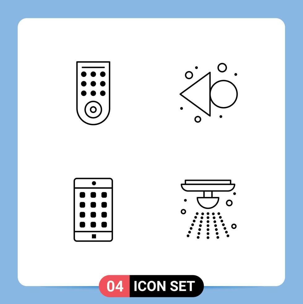 Set of 4 Modern UI Icons Symbols Signs for control password arrow application alert Editable Vector Design Elements