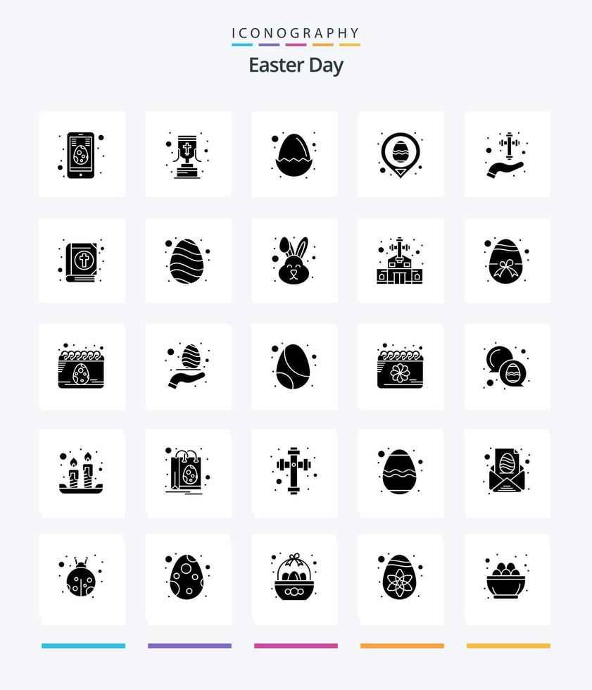 Creative Easter 25 Glyph Solid Black icon pack  Such As hand. map. baby. location. easter vector