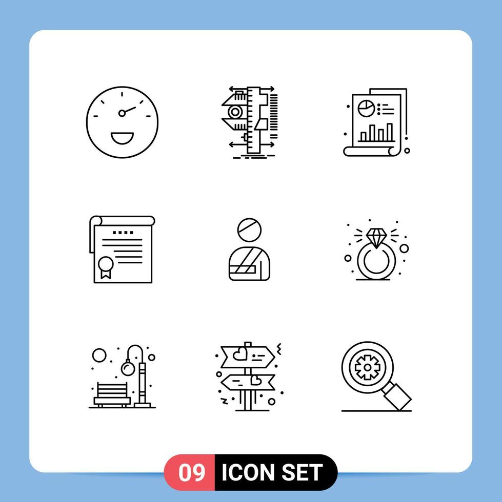 Modern Set of 9 Outlines and symbols such as user award medical degrees certificate Editable Vector Design Elements
