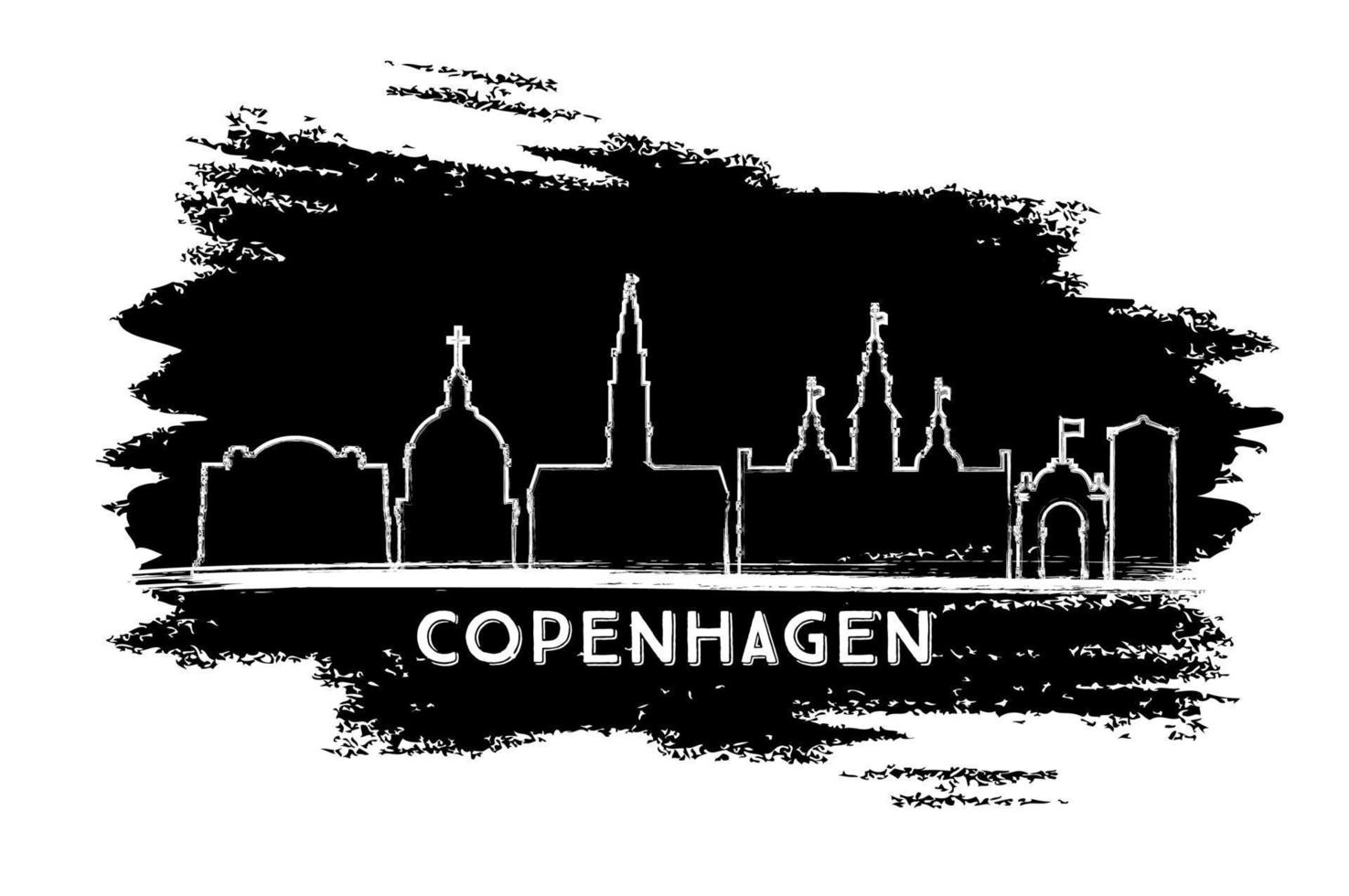 Copenhagen Denmark City Skyline Silhouette. Hand Drawn Sketch. vector
