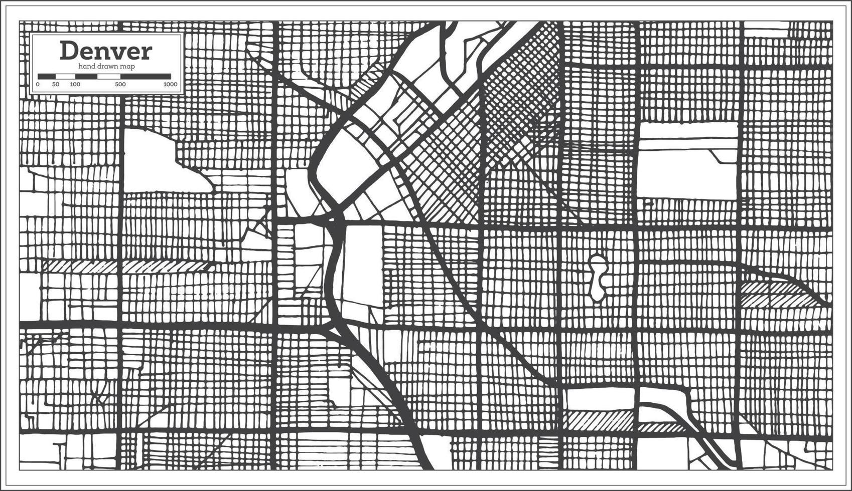 mapa de la ciudad de denver usa en estilo retro. esquema del mapa. vector