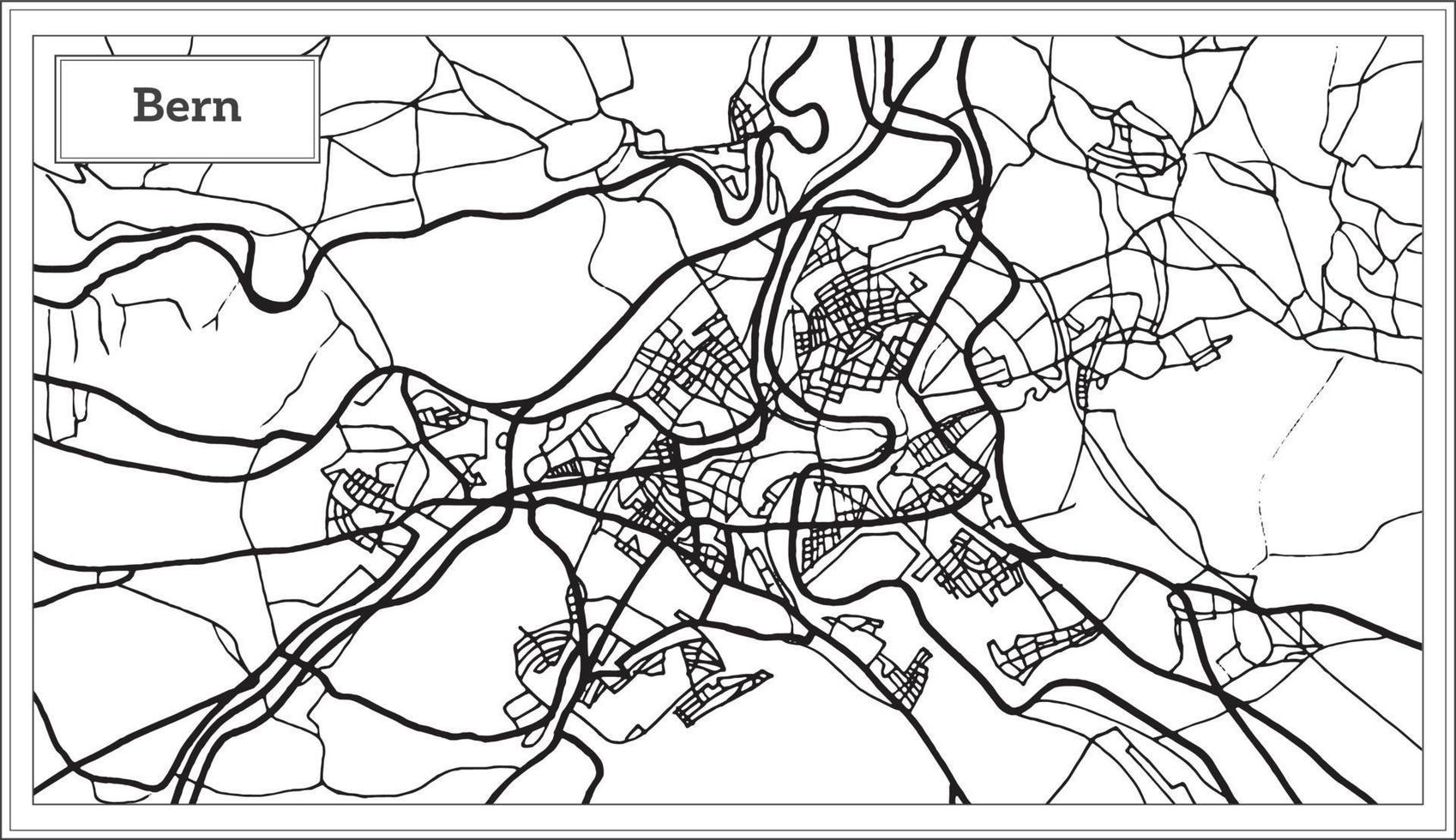 Bern Switzerland Map in Black and White Color. vector