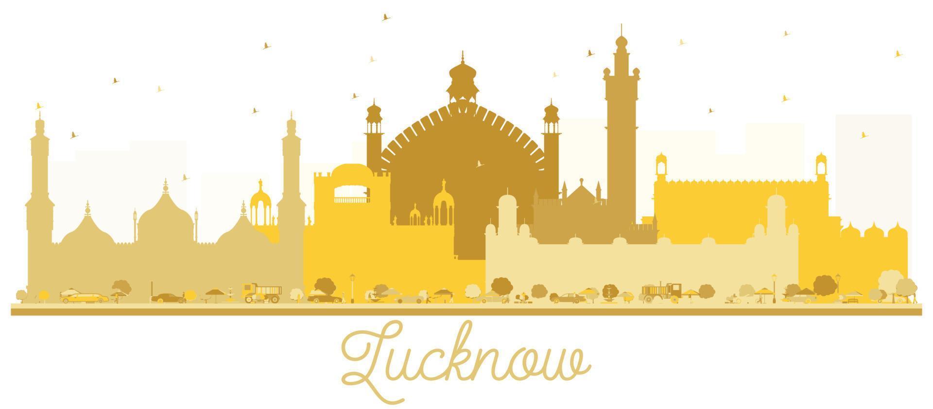 Lucknow India City Skyline Golden Silhouette. vector