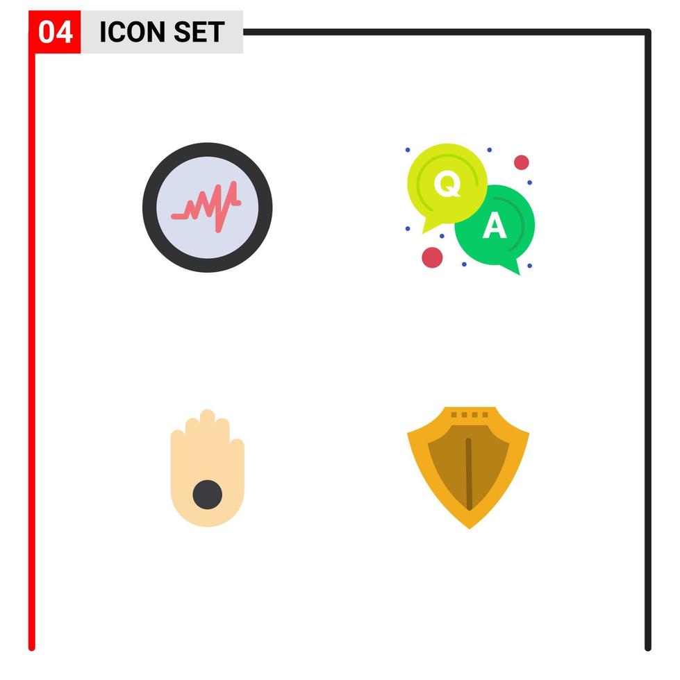 Set of 4 Commercial Flat Icons pack for heart protection question hand protect Editable Vector Design Elements