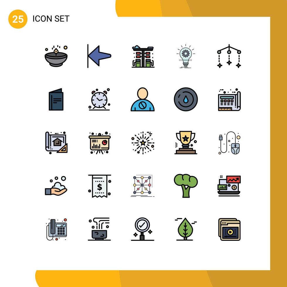 Group of 25 Filled line Flat Colors Signs and Symbols for light idea city develop pump Editable Vector Design Elements