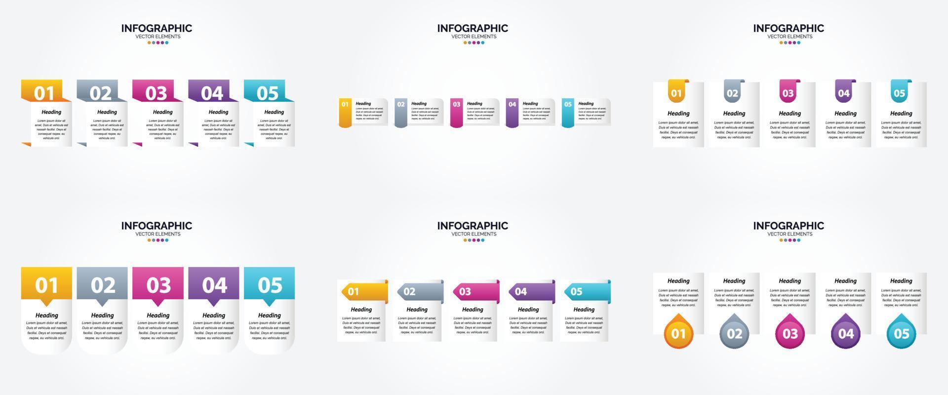 ilustración vectorial infografía conjunto de diseño plano para folleto publicitario y revista vector