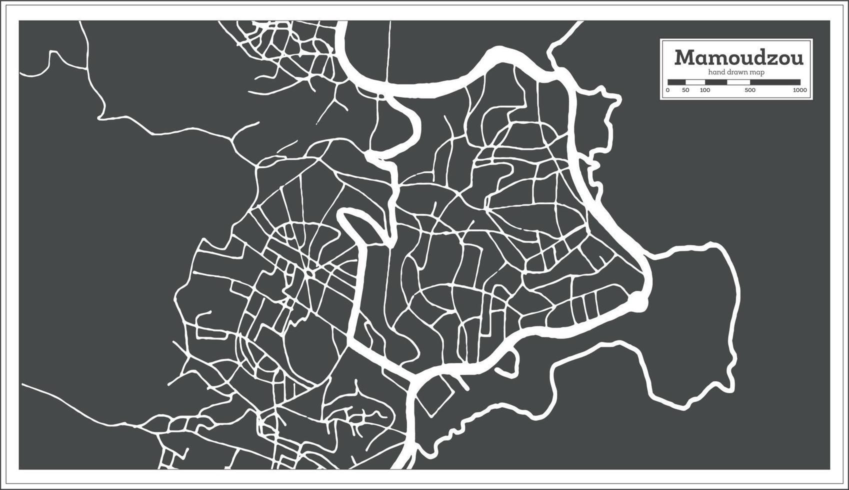 Mamoudzou Mayotte City Map in Retro Style. Outline Map. vector