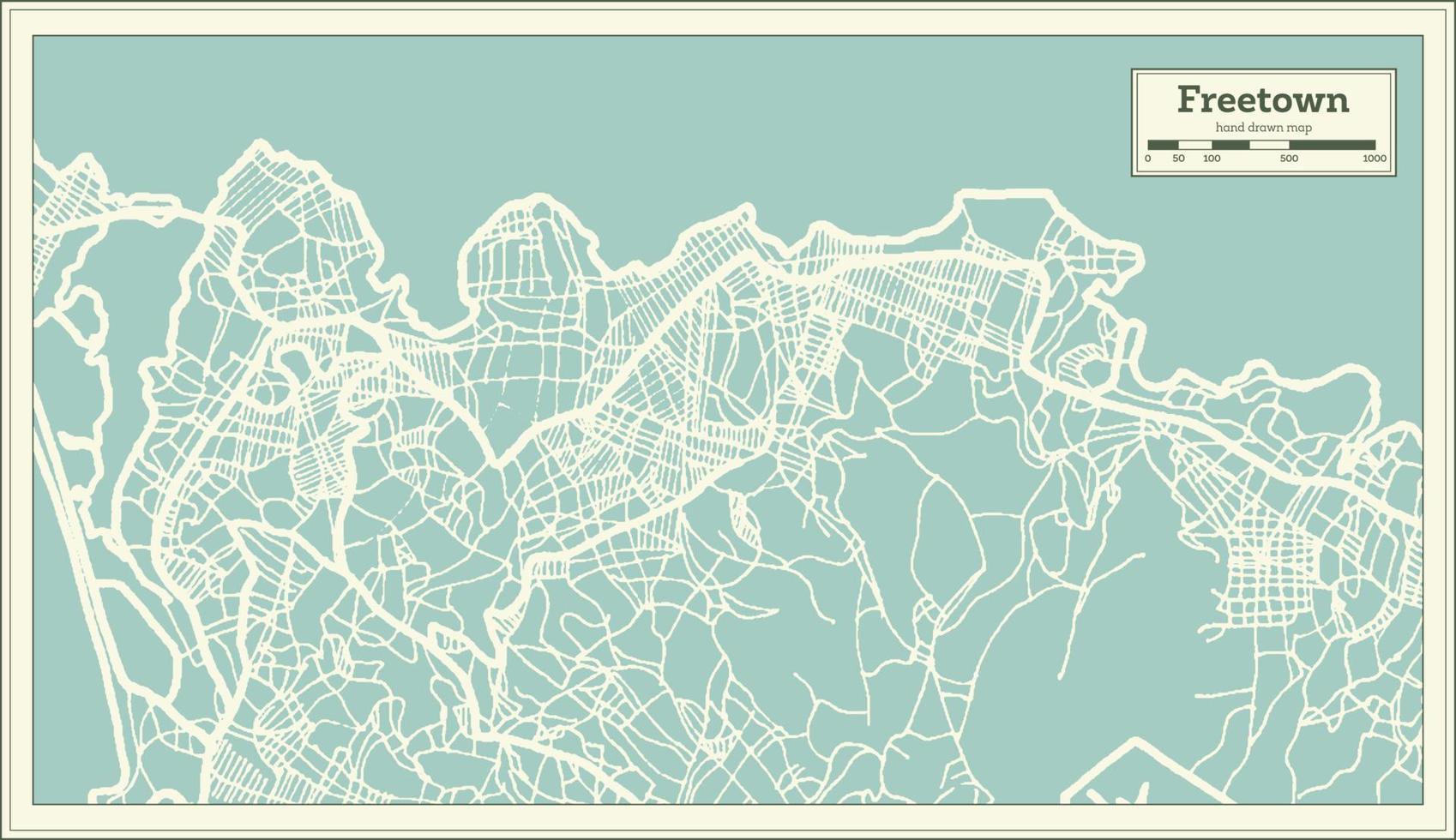 Freetown Sierra Leone City Map in Retro Style. Outline Map. vector