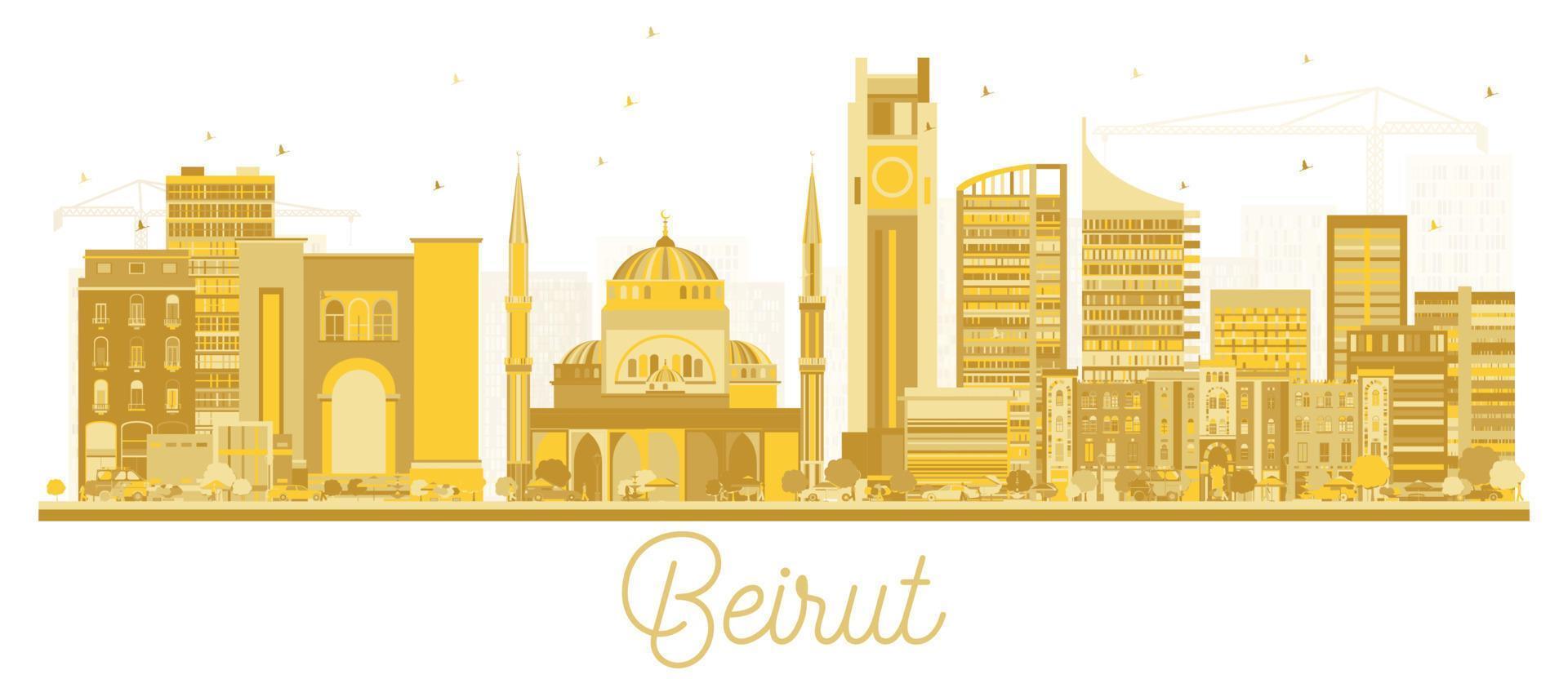 Beirut Lebanon City Skyline Golden Silhouette. vector