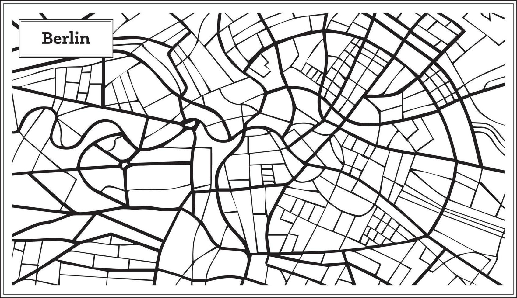 Berlin Germany Map in Black and White Color. vector