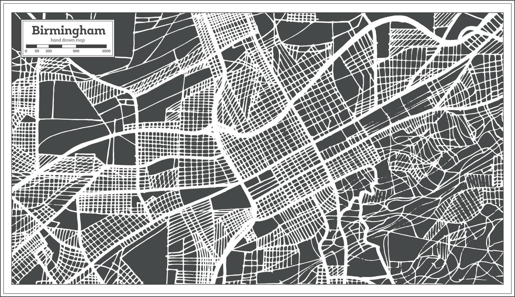 Birmingham Alabama USA City Map in Retro Style. Outline Map. vector