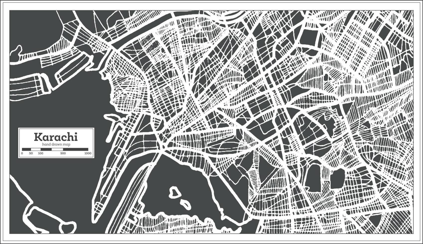 Karachi Pakistan City Map in Retro Style. Outline Map. vector