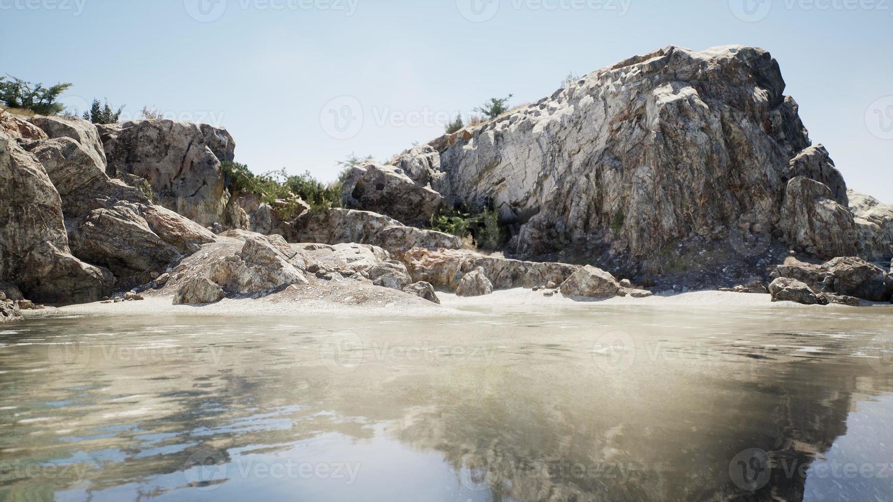 Vista de 8k en una isla rocosa tropical en el océano turquesa foto