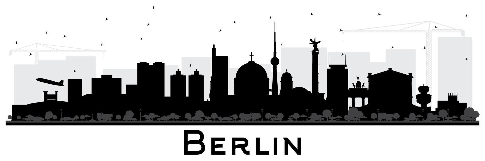 silueta del horizonte de berlín alemania con edificios negros aislados en blanco. vector