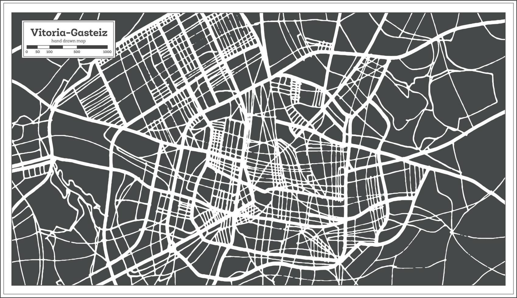 mapa de la ciudad de vitoria gasteiz españa en estilo retro. esquema del mapa. vector