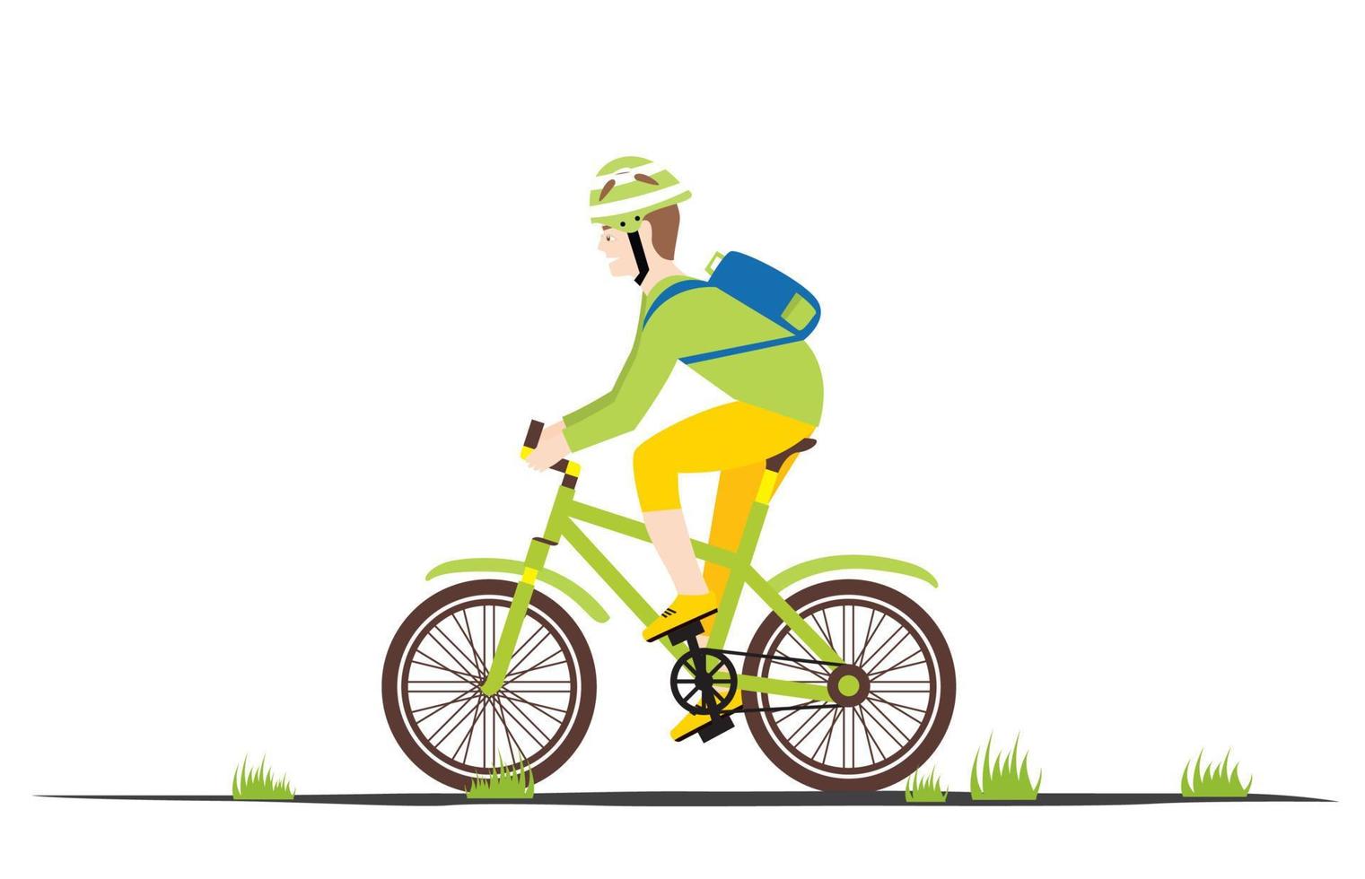 Bicycle Rider Man in Flat Style. Man on a Bike. vector