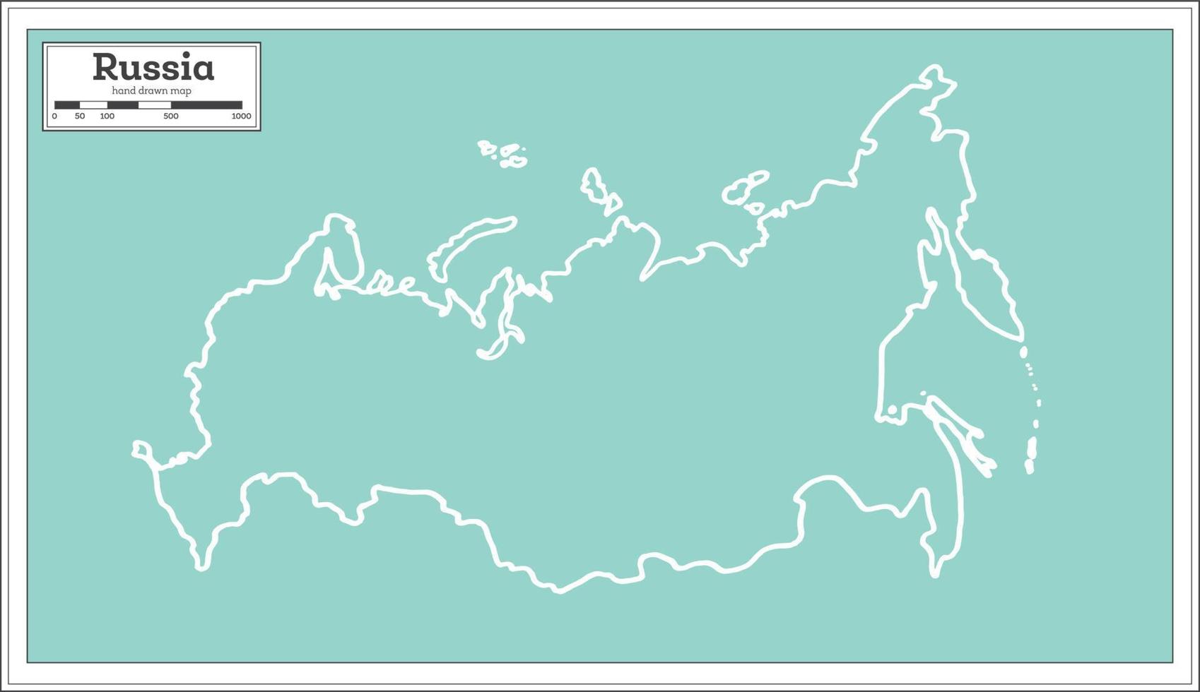 Russia Map in Retro Style. Outline Map. vector