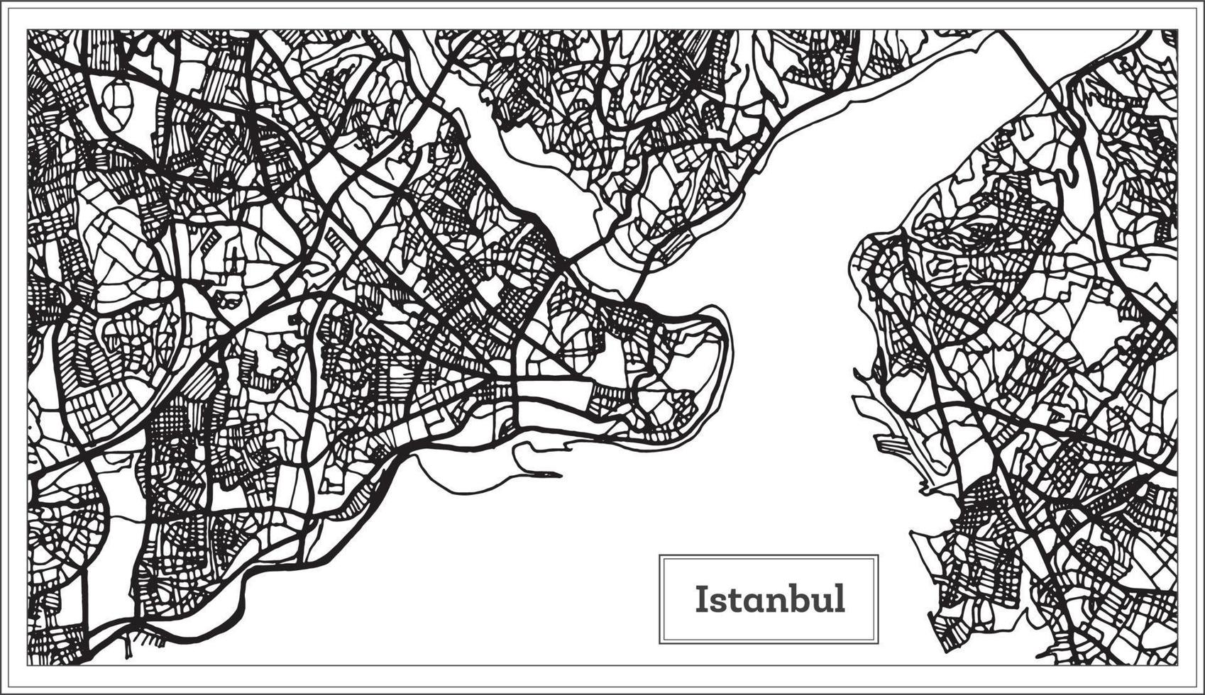 Istanbul Turkey Map in Black and White Color. vector