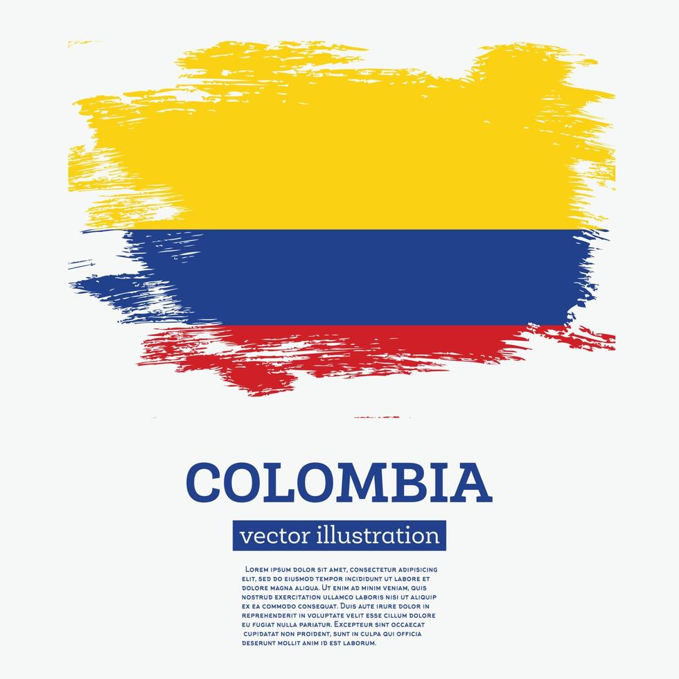 bandera de colombia con pinceladas. vector