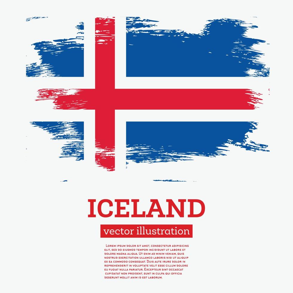 bandera de islandia con pinceladas. vector
