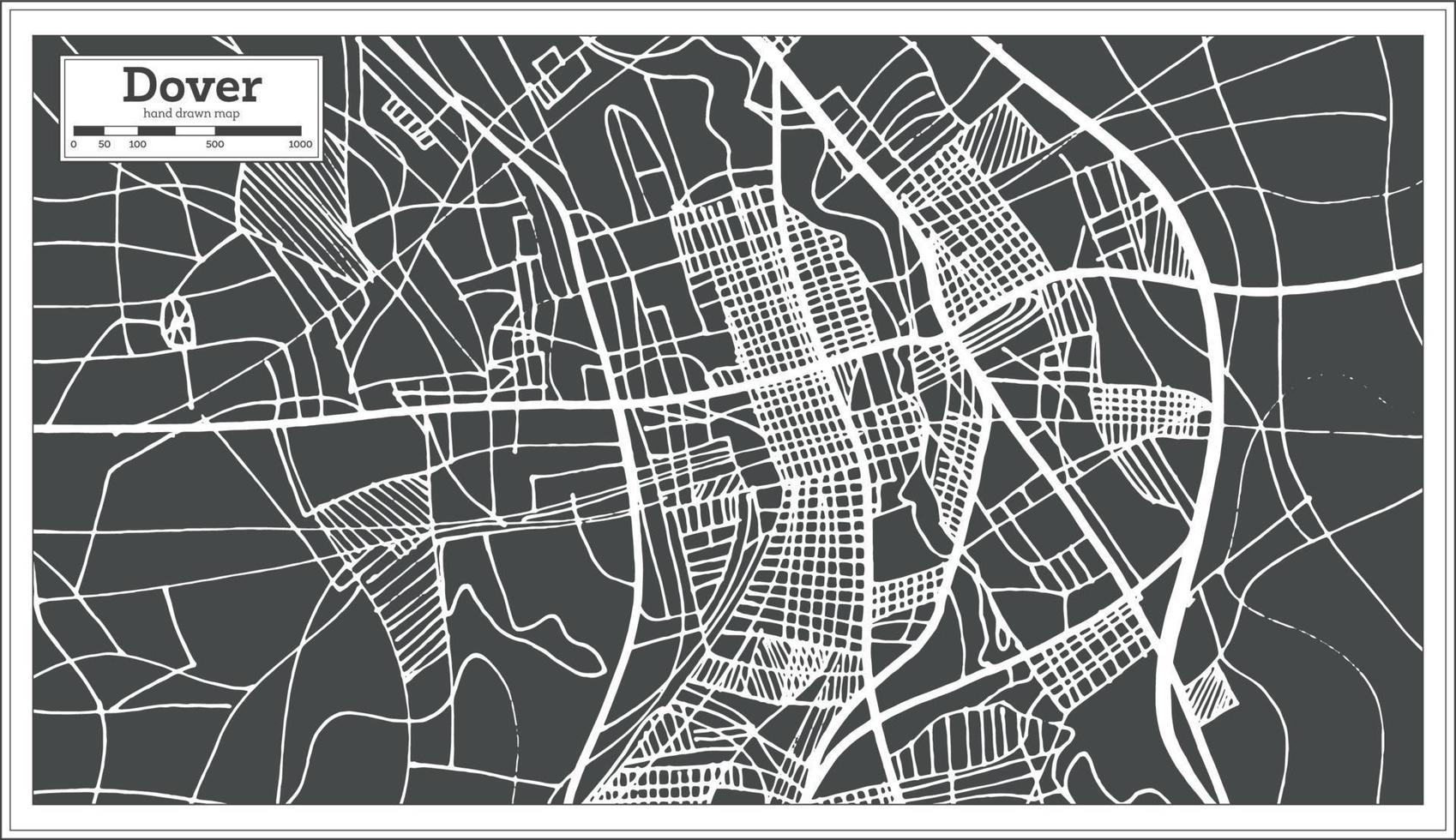 mapa de la ciudad de dover delaware usa en estilo retro. esquema del mapa. vector