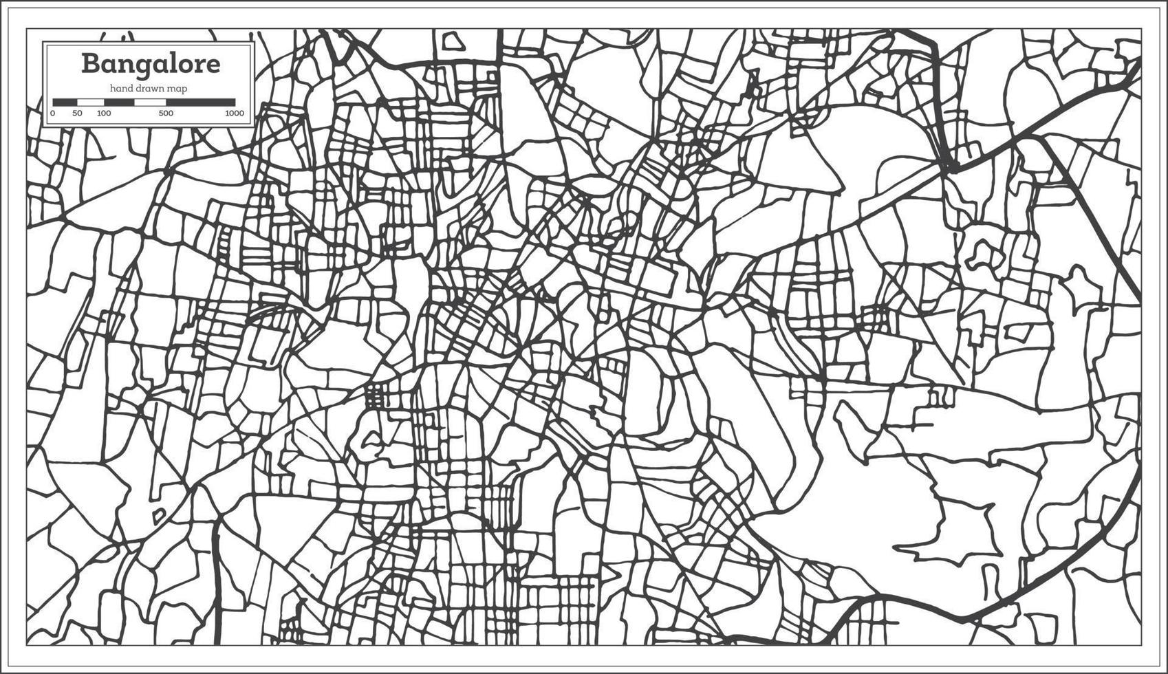 mapa de la ciudad de bangalore india en estilo retro. esquema del mapa. vector
