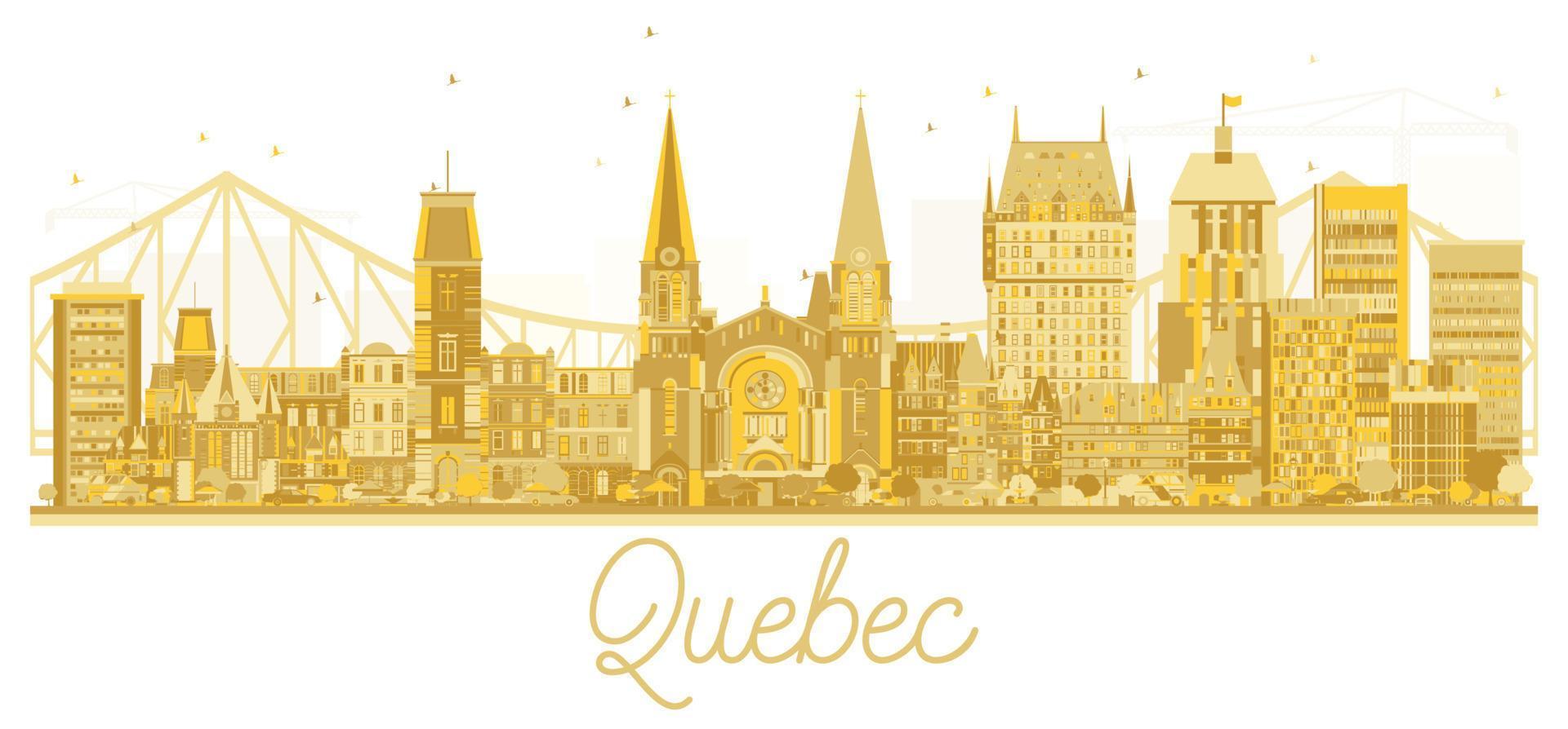 silueta dorada del horizonte de la ciudad de quebec. vector