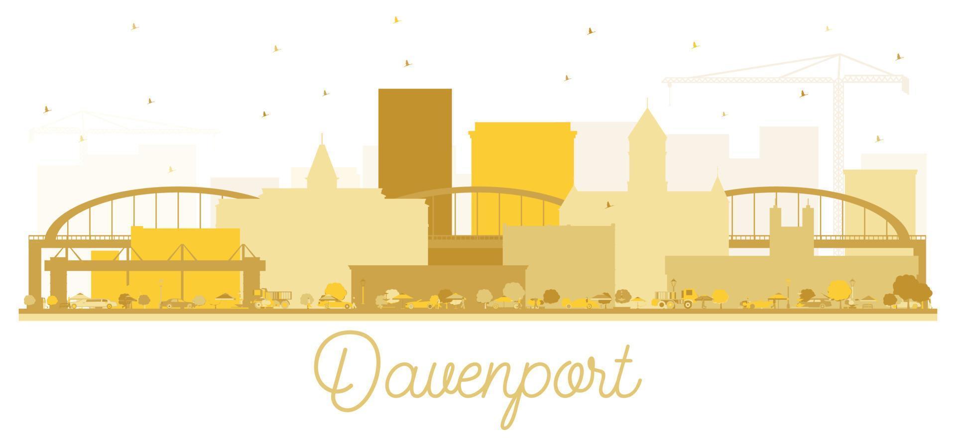 Davenport City skyline Golden silhouette. vector