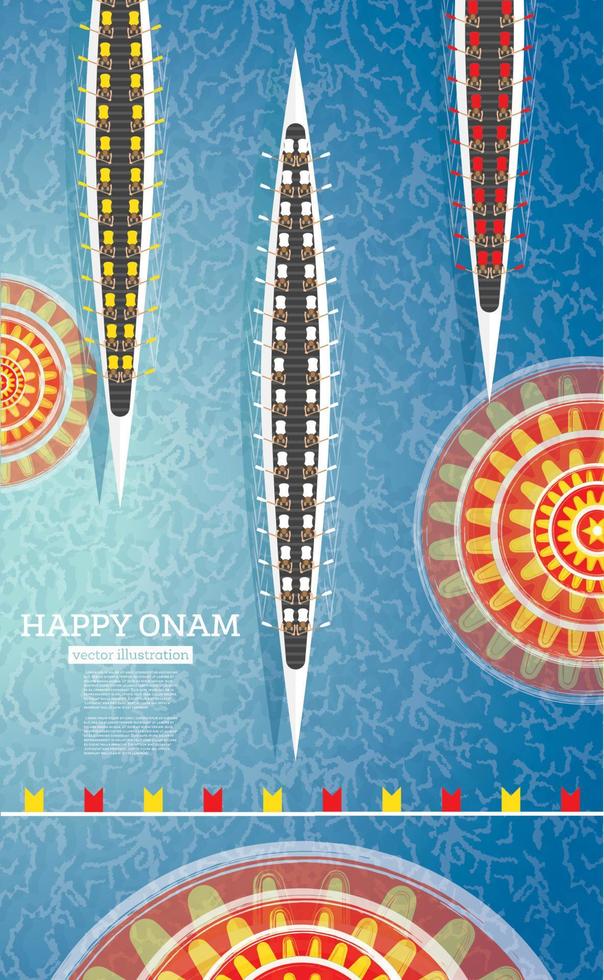 fondo del festival del barco onam. festival de kerala del sur de la india. vector