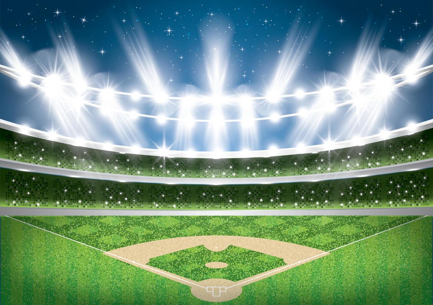estadio de béisbol con luces de neón. arena. vector