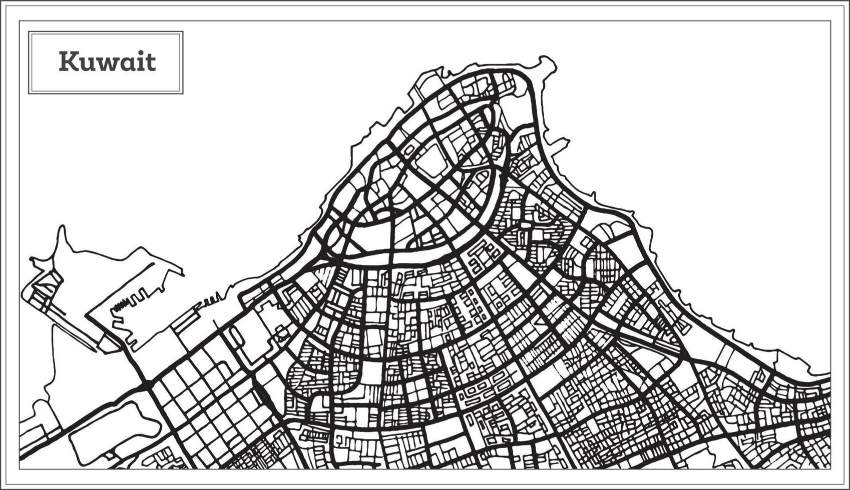 Kuwait Map in Black and White Color. vector