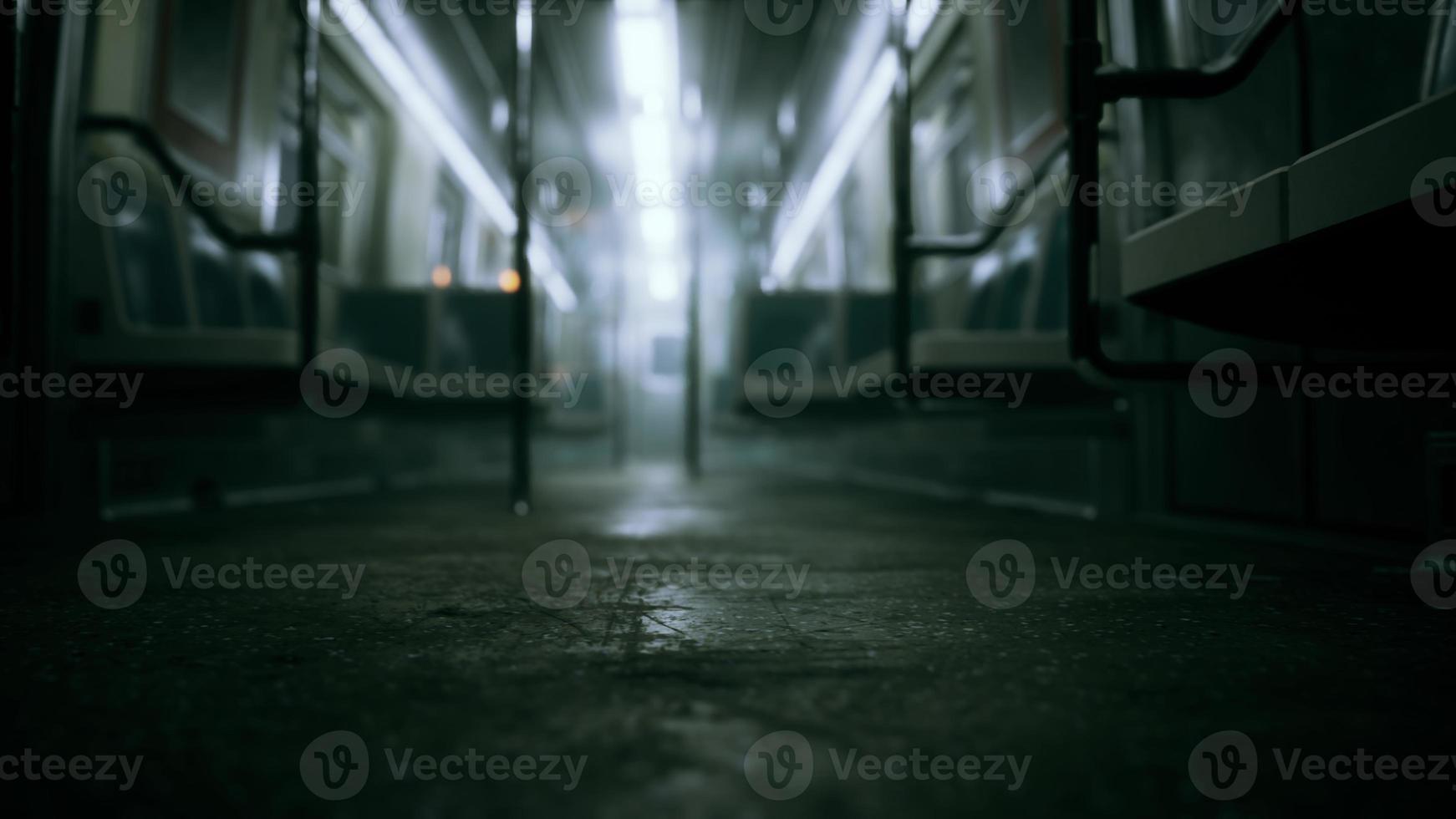 8K empty metal subway train in urban Chicago photo