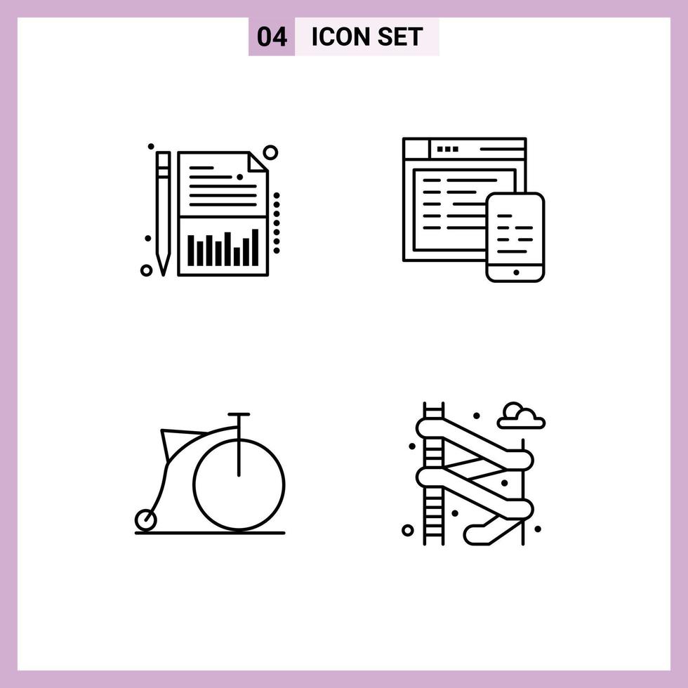 Group of 4 Filledline Flat Colors Signs and Symbols for balance transport sheet website wheel Editable Vector Design Elements