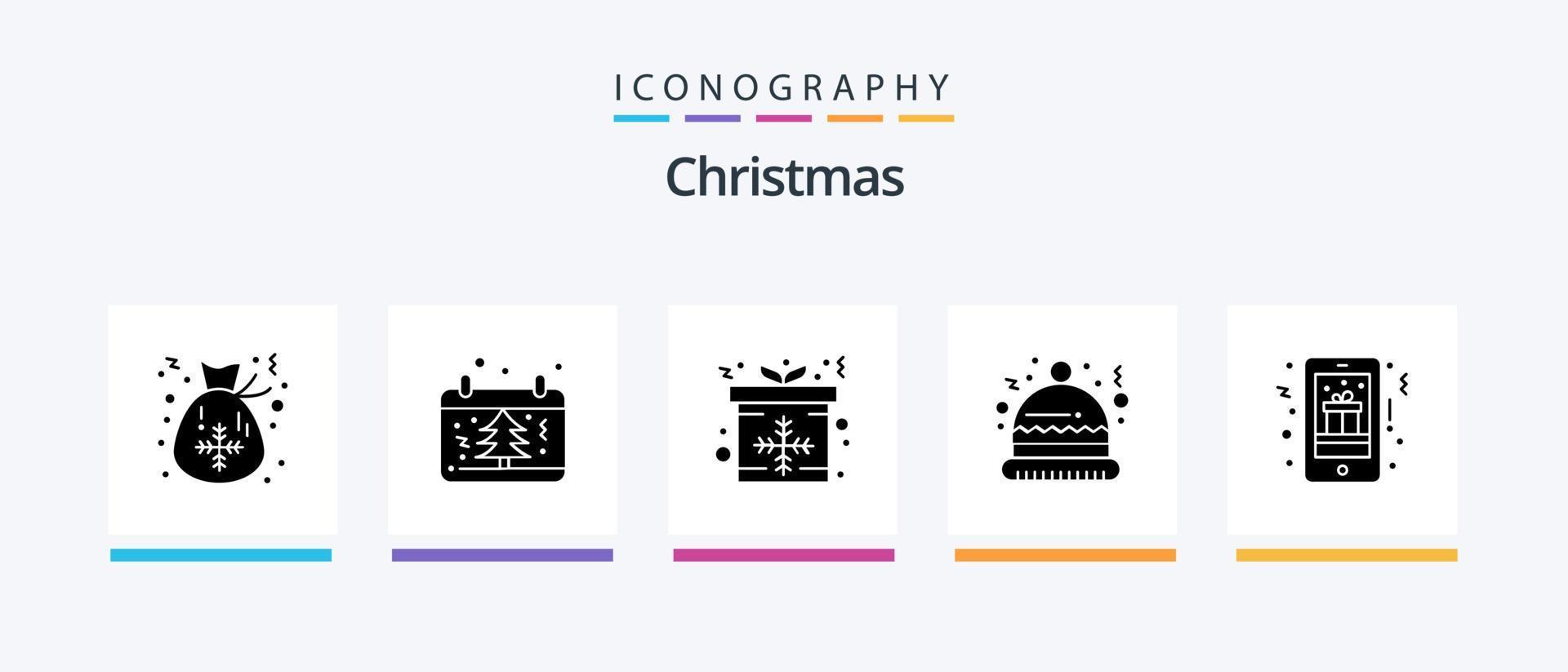 paquete de iconos de glifo de navidad 5 que incluye regalo. Papa Noel. Navidad. sombrero. regalo. diseño de iconos creativos vector