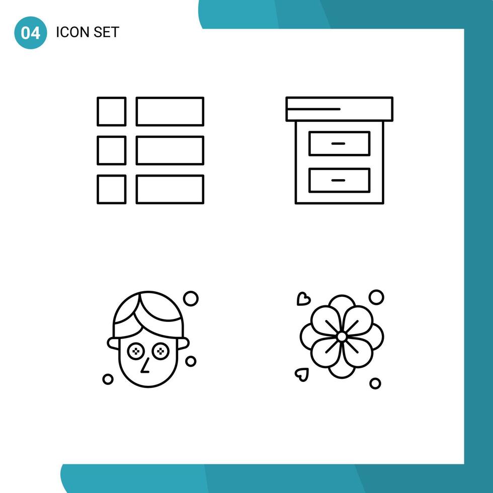 4 Universal Filledline Flat Colors Set for Web and Mobile Applications collage mask layout finance nature Editable Vector Design Elements
