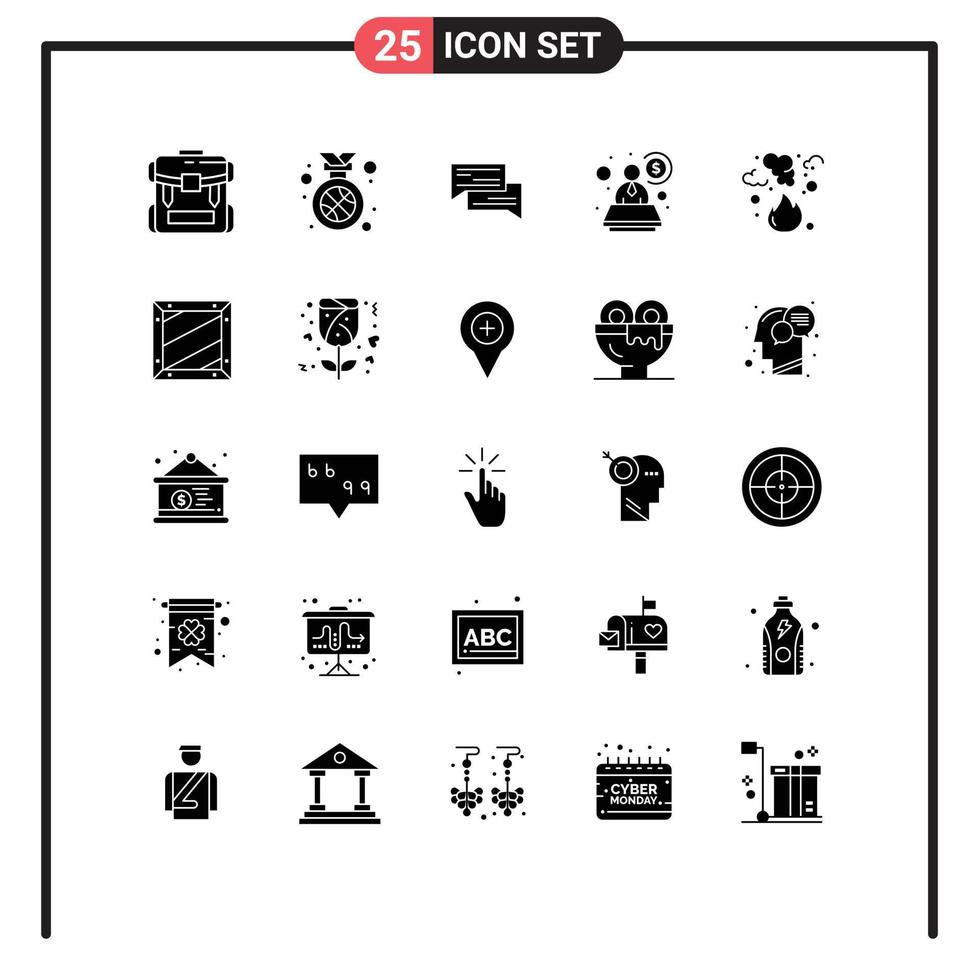 Pictogram Set of 25 Simple Solid Glyphs of consultant speech position social communication Editable Vector Design Elements