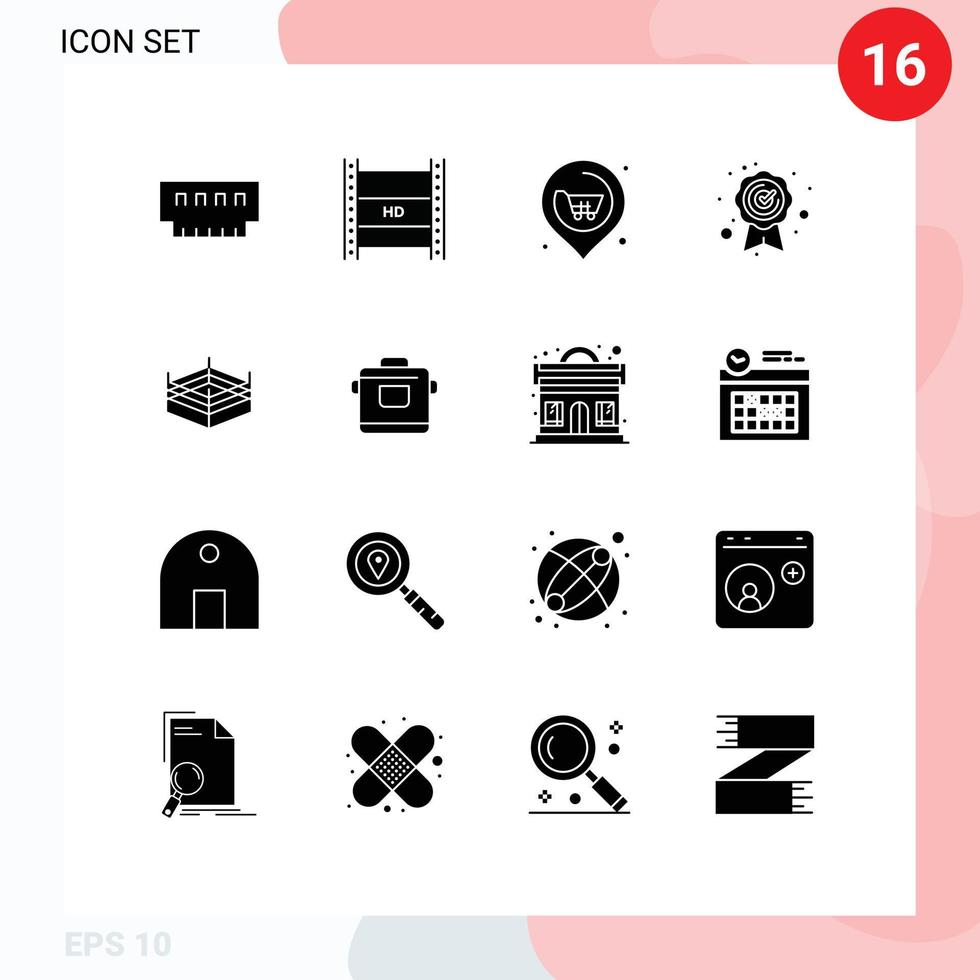 Set of 16 Modern UI Icons Symbols Signs for quality best quality hd streaming supermarket next Editable Vector Design Elements