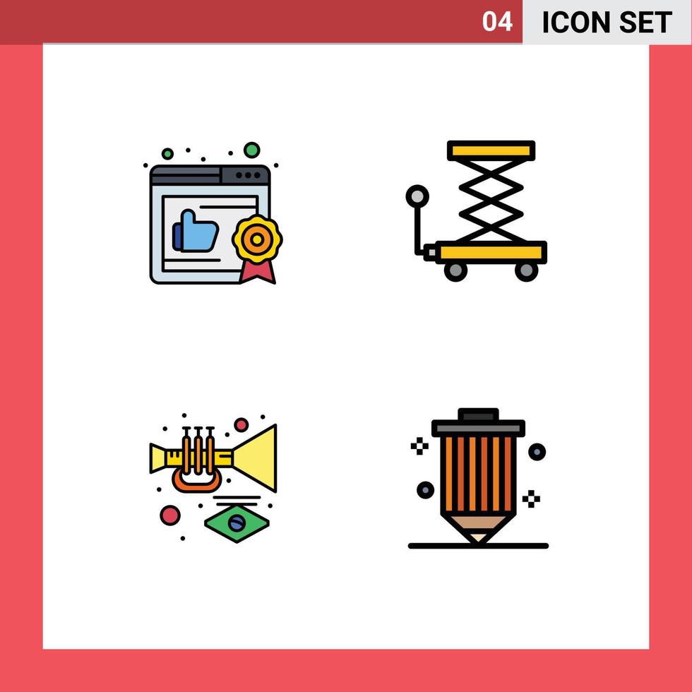 conjunto de 4 iconos de interfaz de usuario modernos signos de símbolos para elementos de diseño de vector editables de codificación de tijera de coche de carnaval de negocios