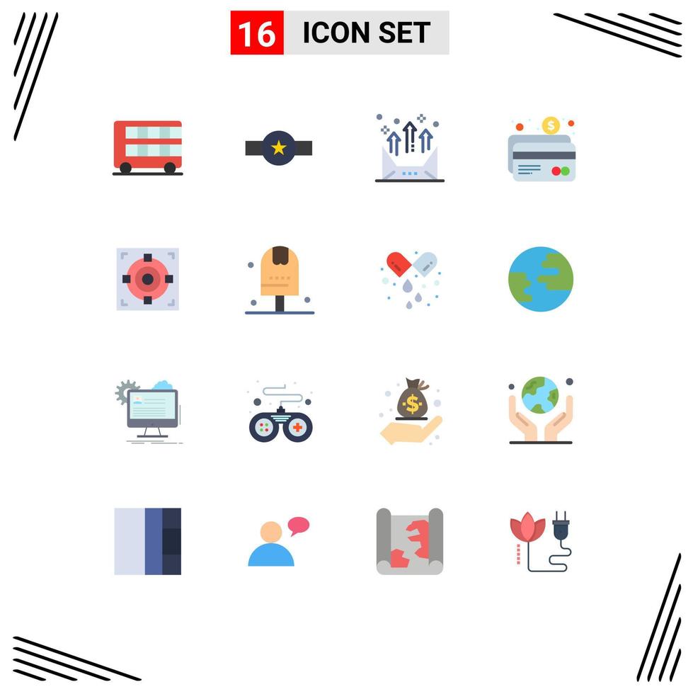 Universal Icon Symbols Group of 16 Modern Flat Colors of card atm rank letter communication Editable Pack of Creative Vector Design Elements