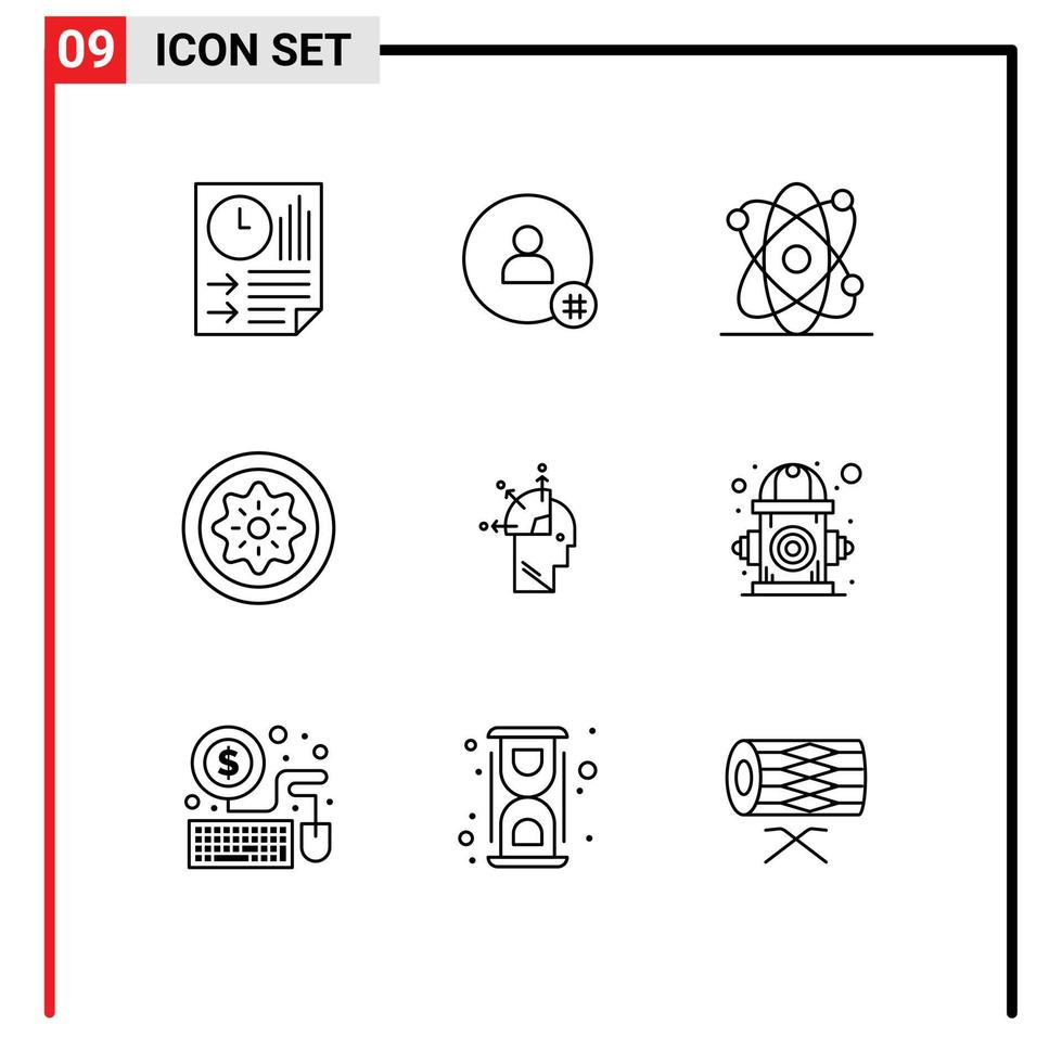 Universal Icon Symbols Group of 9 Modern Outlines of slice fruit twitter food science Editable Vector Design Elements